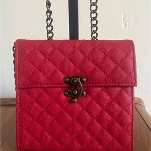Steve Madden Red Quilted Chain Shoulder Bag